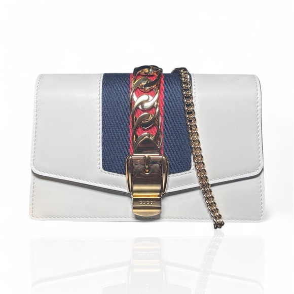 Gucci Handbags - Preowned GUCCI Sylvie Mini Ivory Chain Crossbody/Shoulder Bag